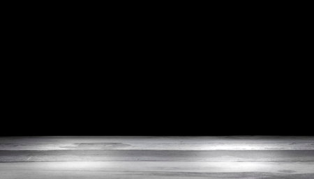 Wooden floor and black background. Isolated on black background.の写真素材