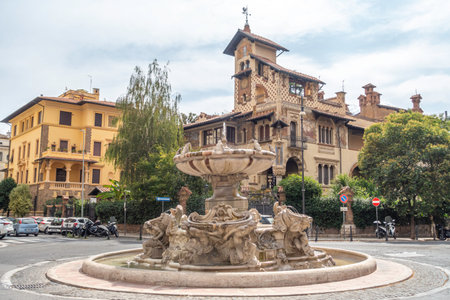 CoppedÃ¨ district in rome, it is a complex of buildings with very surprising architecture, located in the trieste district, around the mincio square.の写真素材