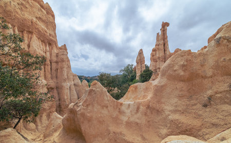 Protected site of the organs of Ille-Sur-TÃªt in the PyrÃ©nÃ©es Orientales, in Occitanie, South of France.の写真素材