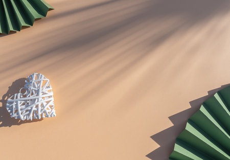 3d rendering of a lot of paper objects on a beige backgroundの写真素材