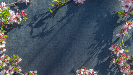 background of spring cherry blossoms tree. selective focus. nature.の写真素材