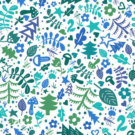 Seanmless blue forest backgroundのイラスト素材