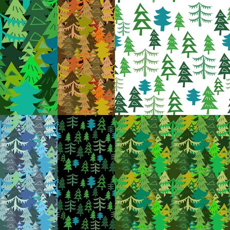 Set of Seamless forest patternのイラスト素材