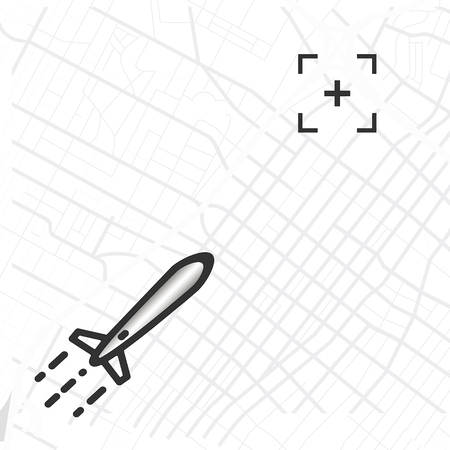 military  weapon bomb on the map with target vector illustrationのイラスト素材