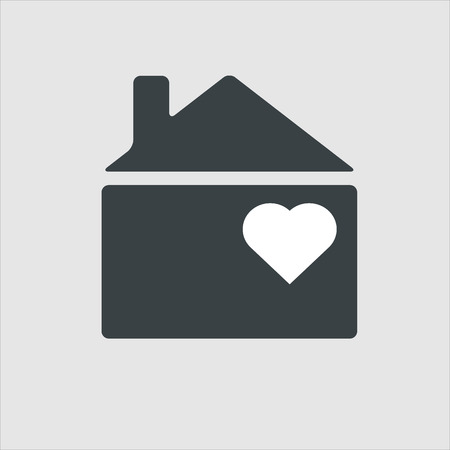 House of love icon, Valentines Day, flat design template, vectorのイラスト素材