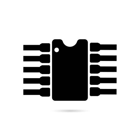 Black Processor icon isolated on white background. CPU, central processing unit, microchip, microcircuit, computer processor, chip. Vector Illustrationのイラスト素材