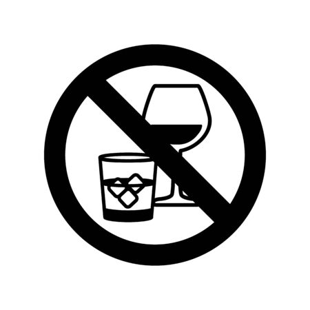 No alcohol drinks icon. Prohibits sign. Vector illustrationのイラスト素材