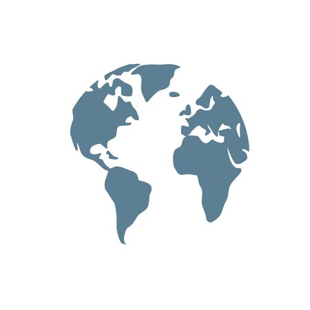 Globe icon with smooth vector shadows and white map of the continents of the worldのイラスト素材