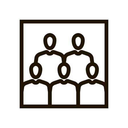 Illustration of crowd of people icon silhouettes vector. Social icon. Flat style design. User group network. Corporate team group. Community member icon. Business team work activity. Staff unity iconのイラスト素材