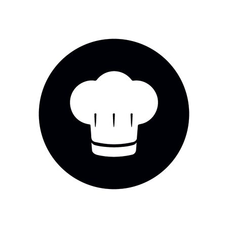 Drawn black hat chef cook on white background in style of engravings. Vector illustration hat chef cook isolated on white backgroundのイラスト素材
