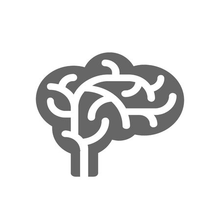 Vector outline illustration of human brain on white backgroundのイラスト素材