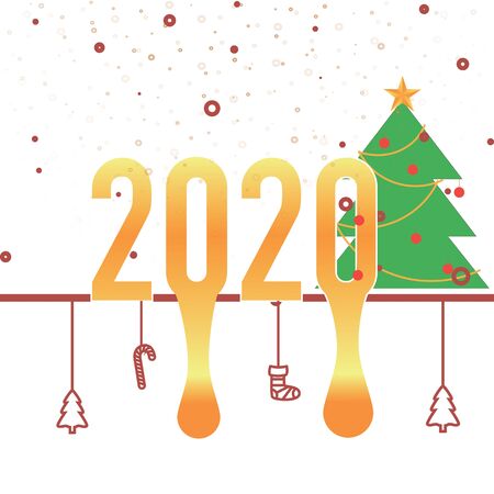Merry Christmas and Happy New Year 2020 greeting cardのイラスト素材