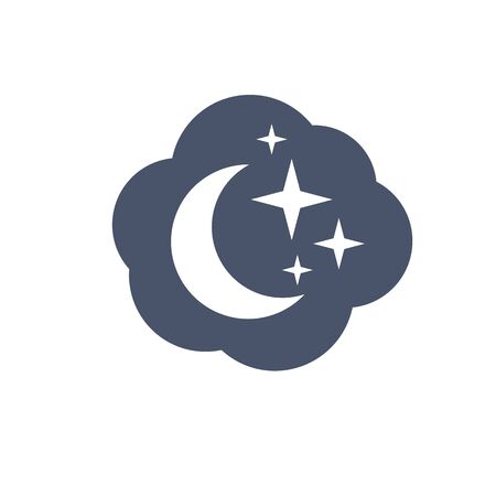 Moon and stars icon. Flat vector illustration in black on white background. EPS 10のイラスト素材