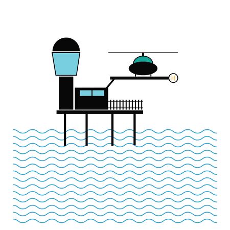 Ocean oil gas drilling rig low poly business concept. Finance economy polygonal petrol production. Petroleum fuel industry offshore extraction derricks line connection dots vector illustrationのイラスト素材