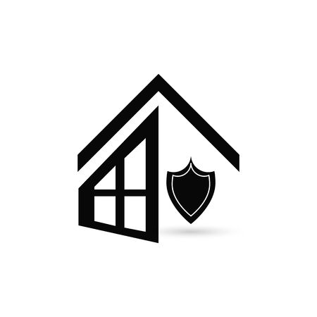 House under protection. shield symbol. Protection and defense.のイラスト素材