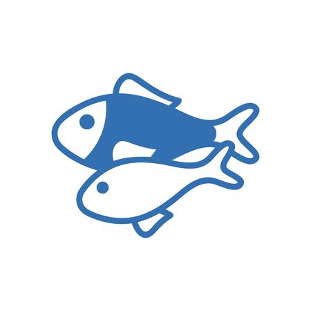 Vector stroke icon with two fish looking in different directions in monochrome. Goods and accessories for fishing.のイラスト素材