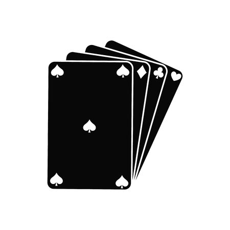 Four aces in five playing card with black design. Winning poker hand.のイラスト素材