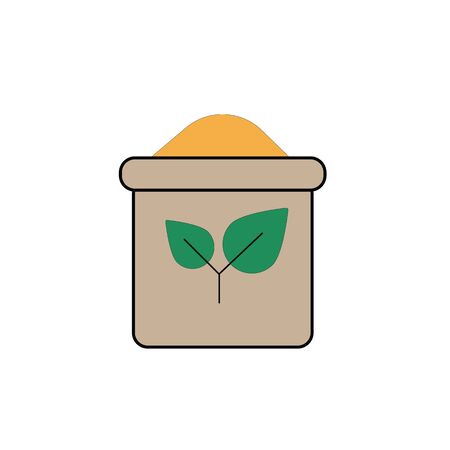 Flour in flour bag line icon, outline vector sign, linear style pictogram isolated on white. Symbol, logo illustration. Editable strokeのイラスト素材