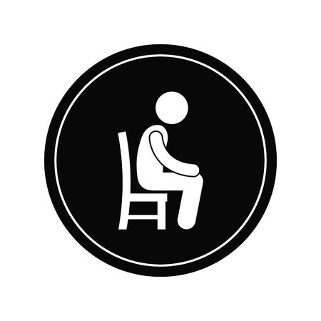 Man sitting on a chair. Flat cartoon character isolated on white backgroundのイラスト素材