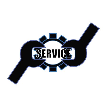 Logo design abstract repair vector template. Illustration design of logotype business spanner and nut symbol. Vector web work tool icon.のイラスト素材