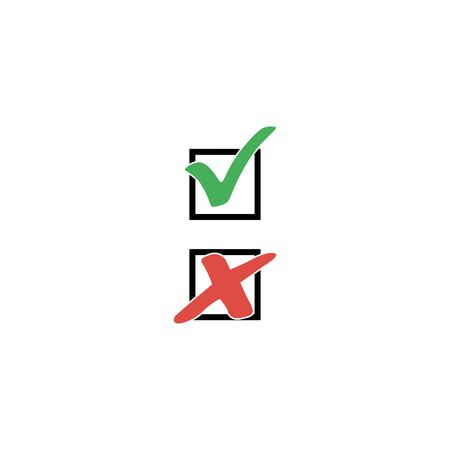 True and false symbols accept rejected for evaluation. Vector Simple and modern style.のイラスト素材