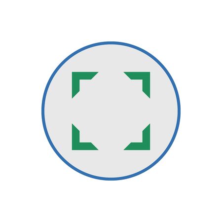 Focus, full screen icon on black circle. White background.のイラスト素材