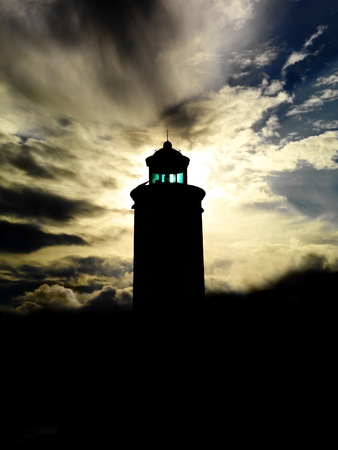 lighthouse in backlightの写真素材