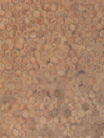 real unstiched terracotta hexagon stone floorの写真素材