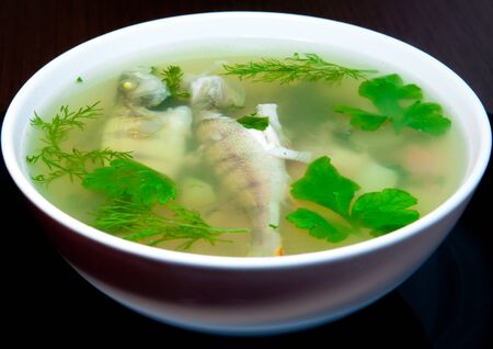 Soup from boiled fishの写真素材