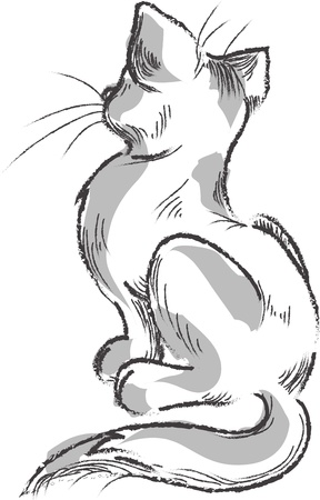 hand drawn cat, sketchのイラスト素材