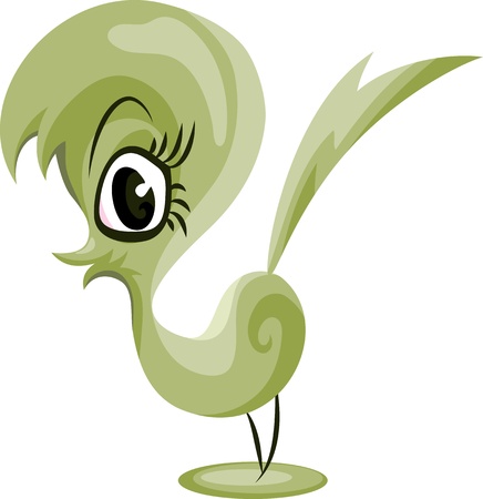 green stylized bird, isolated on whiteのイラスト素材