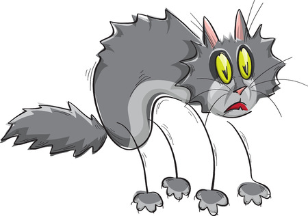 frightened cat arched his back, a simple illustration, stylization, isolated on whiteのイラスト素材