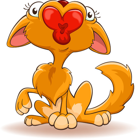 Cartoon Cat With Kissing Mouth Isolated On White Contains Elements Of The Contour Featherのイラスト素材 ストックフォト 写真素材のstock Foto ストックドットフォト