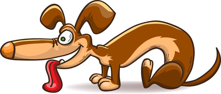 funny dachshund sitting, cartoon, isolated on whiteのイラスト素材
