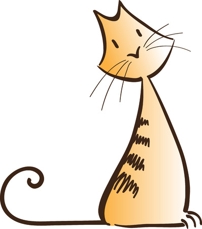 abstract ginger cat, simple vector illustration, isolated on whiteのイラスト素材
