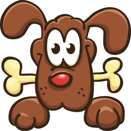 cartoon dog keeps a bone, vector, isolated on whiteのイラスト素材