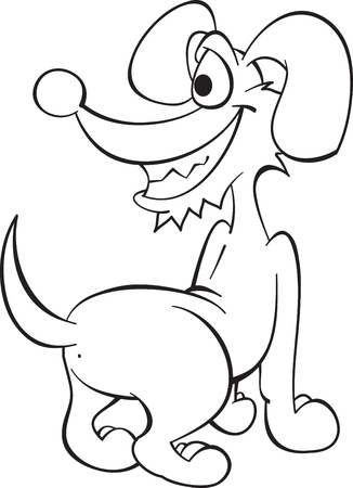 cartoon comic dog contour, vector, isolated on whiteのイラスト素材