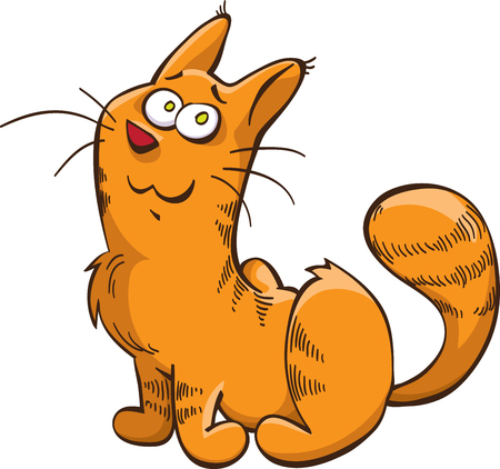 ginger tabby cat, cartoon vector isolated on whiteのイラスト素材