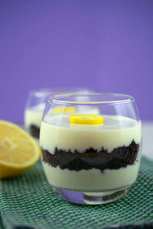 Sicilian lemon cream and cookies verrineの写真素材