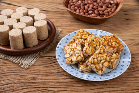 Peanut candies, typical brazilian june festival food. June celebration.の写真素材