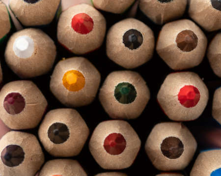 Assorted color pencils closeup with narrow focus.の写真素材