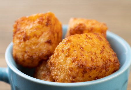 Tapioca dice, typical northeast brazilian food on a cup.