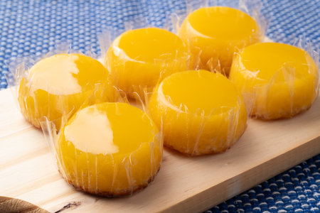 Closeup of quindins, traditional egg and coconut brazilian dessert.の写真素材