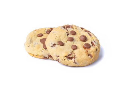 Chocolate chip cookies isolated over white background.の写真素材