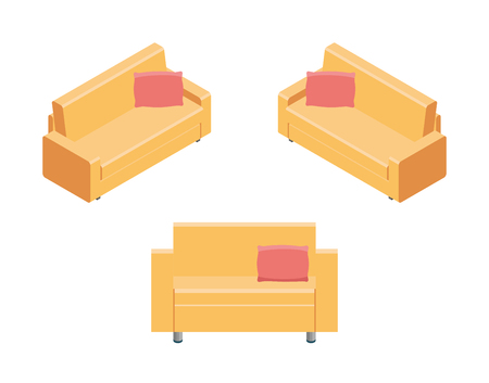 Isometric of home sofa vector icon for web design isolated on white backgroundのイラスト素材