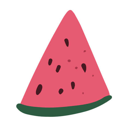 Flat watermelon. Vector hand-drawn illustration isolated on white background.のイラスト素材