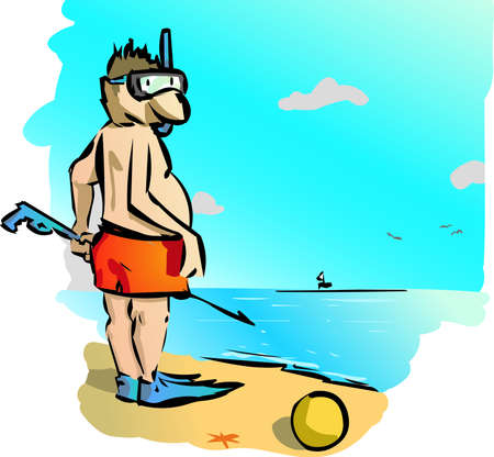 Cartoon summer Diverのイラスト素材