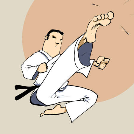 Martial arts - karate power kickのイラスト素材