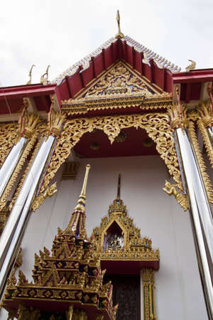 In front of temple at Bangkokの写真素材