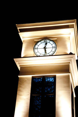 Clock tower in the darkの写真素材